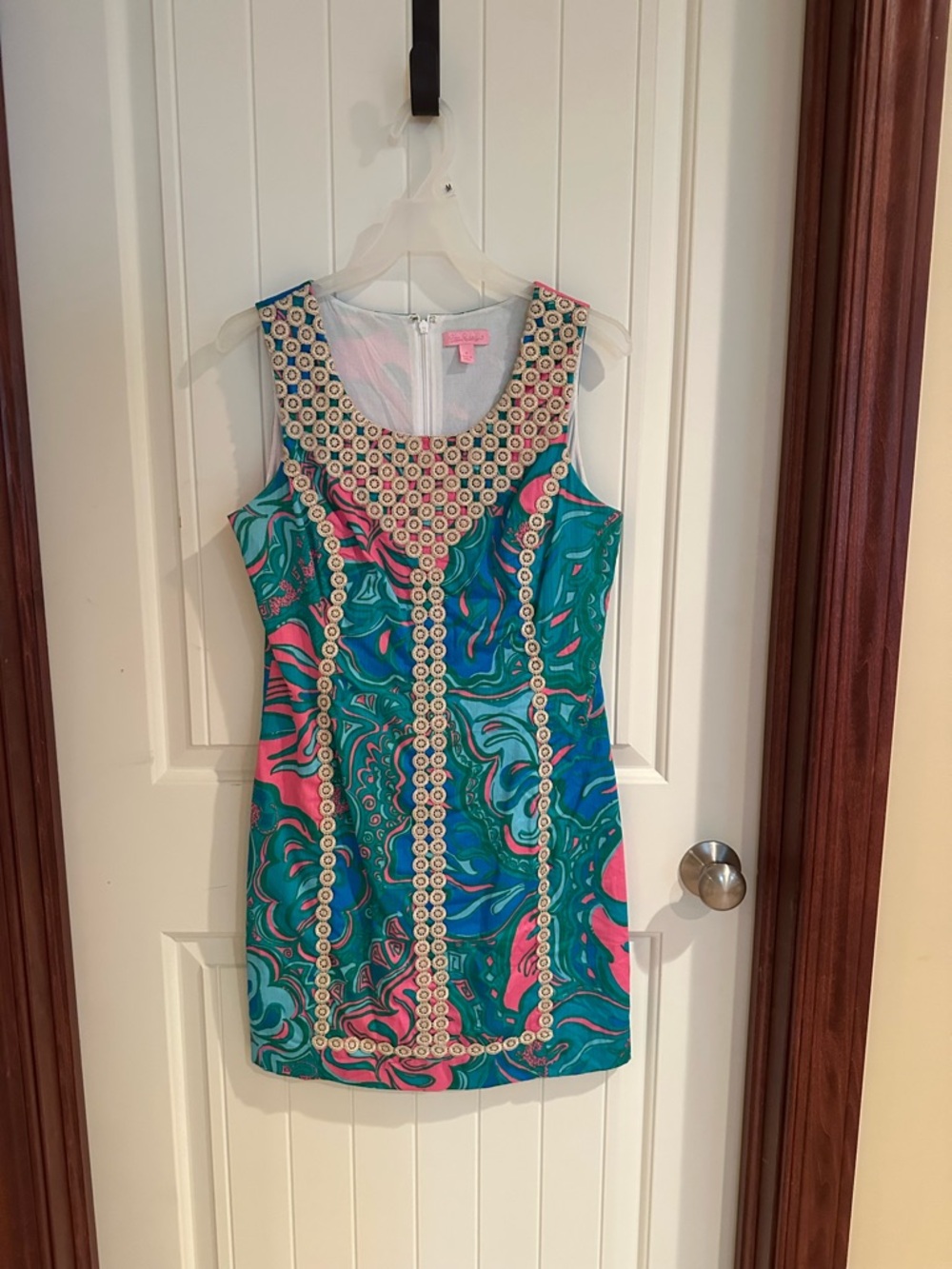 Lilly Pulitzer Turquoise & Pink Patterned Sleeveless Shift Dress